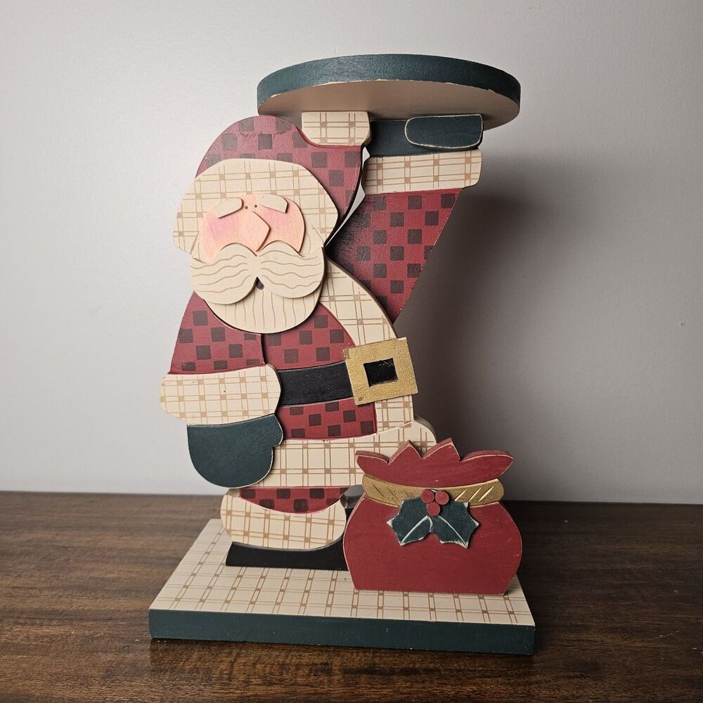 Vintage Terry’s Village Wooden Santa Stand Holiday Christmas Decor